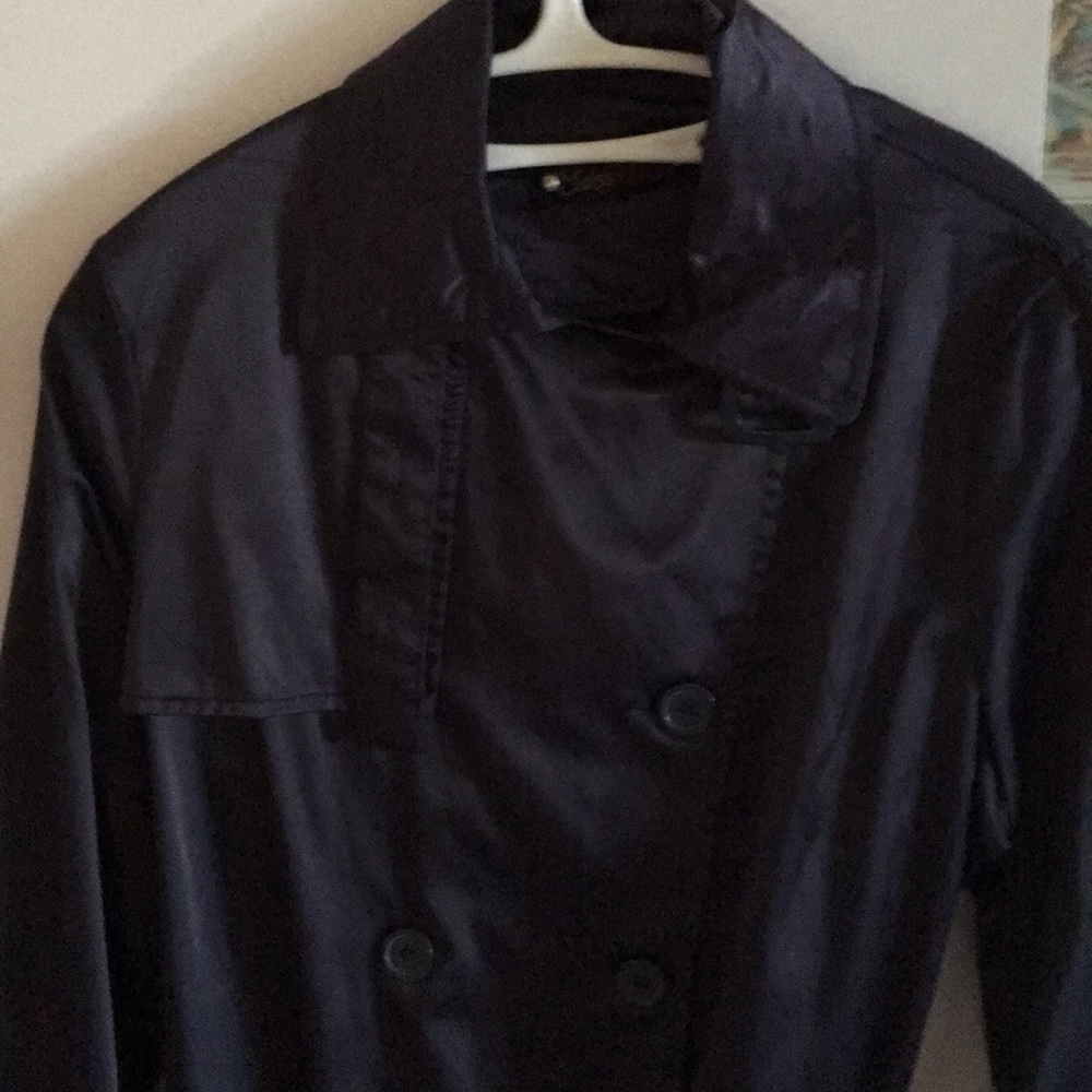 Italian made black sateen  lightweight overcoat